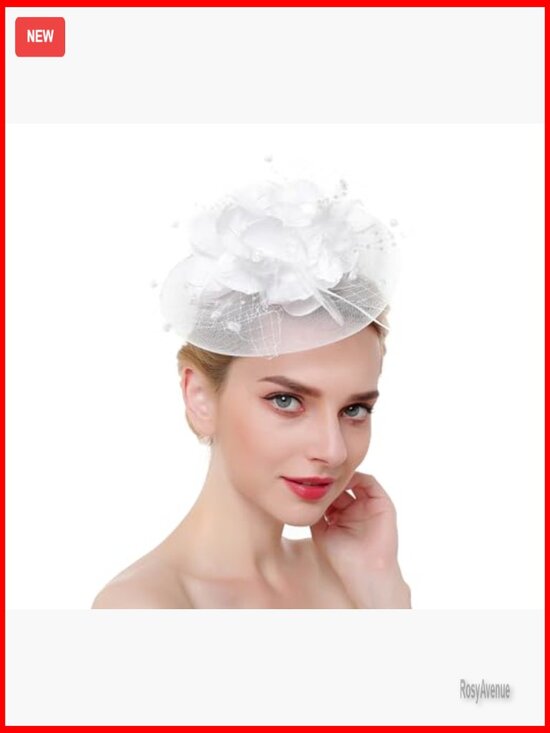 Vintage Feather Fascinator Hat with Headband Derby Tea Party Wedding